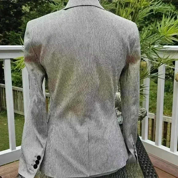 Theory Womens Beige/White Striped Lined Stretchy Jacket NWT lSize 2 - Picture 6 of 10